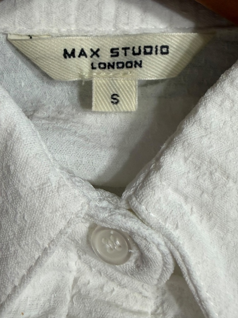 Max Studio White Ruffle-Front Button Down Blouse - Picture 4 of 5